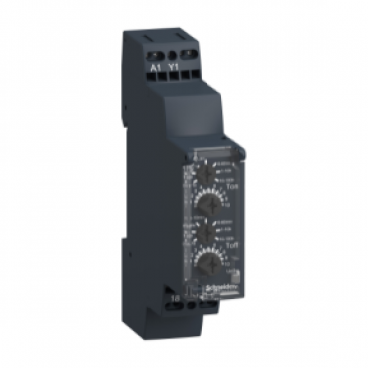 asymmetrical flashing relay - 0.1..100 h - 24..240 VAC - solid state output, spring terminal