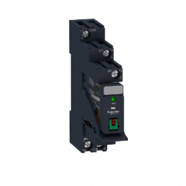 Interface plug-in relay pre-assembled, 10 A, 1 CO, lockable test button, LED, protection module, 24 V AC