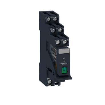 Interface plug-in relay pre-assembled, 5 A, 2 CO, lockable test button, protection module, 24 V DC